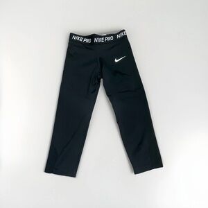 Nike Kids Black Capri Performance Leggings Activewear Running Athleisure